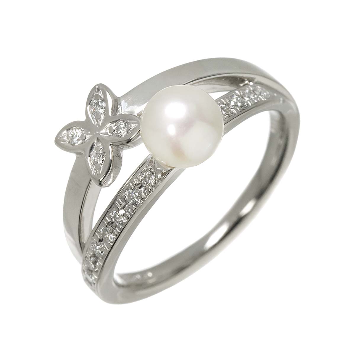 Akoya Pearl 5.5mm Diamond Ring Platinum size4.75-5(US)