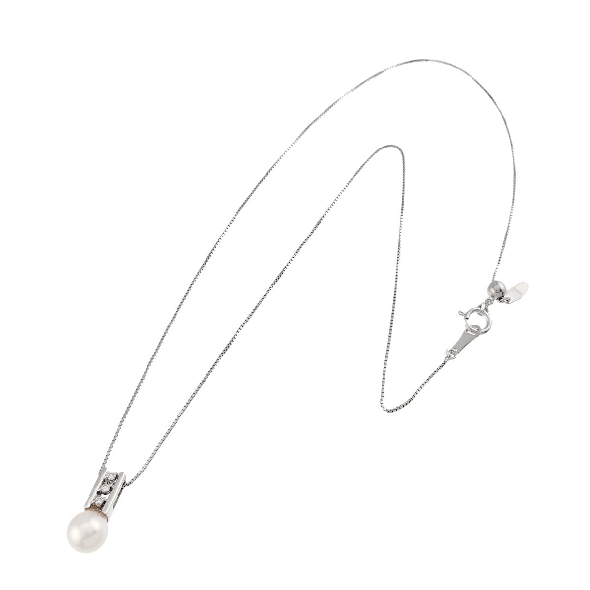 Akoya Pearl 7.0mm Diamond 0.03ct Necklace 18K WG 750
