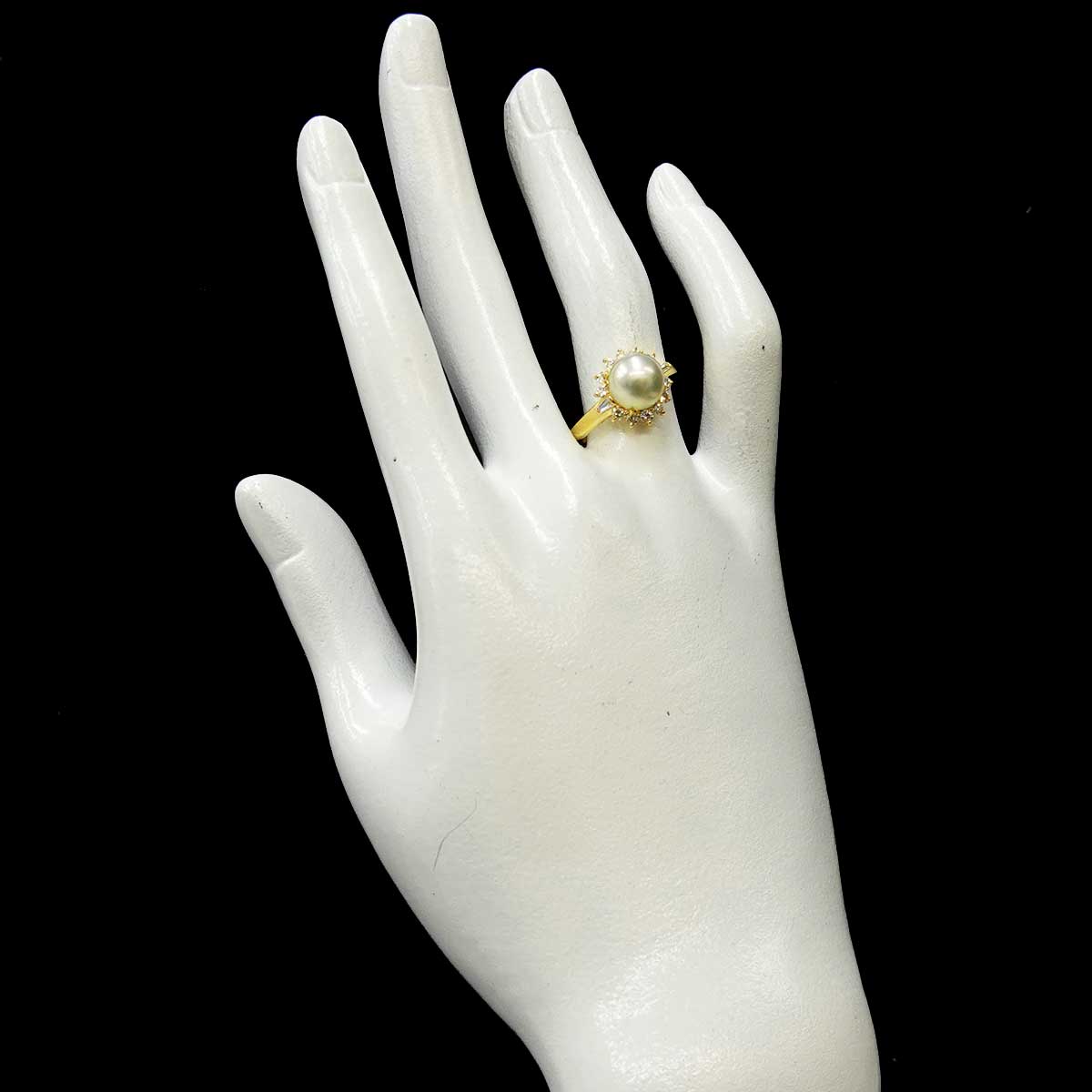 Akoya Pearl 8.2mm Diamond 0.45ct Ring 18K YG 750 Size6.75(US)