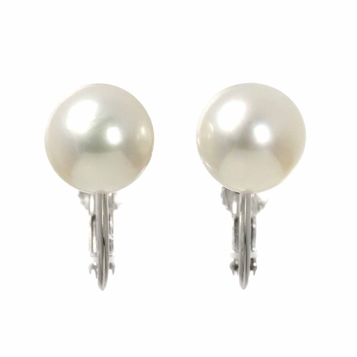 Akoya Pearl 8.6mm Earrings Clip on 18K WG White Gold 750