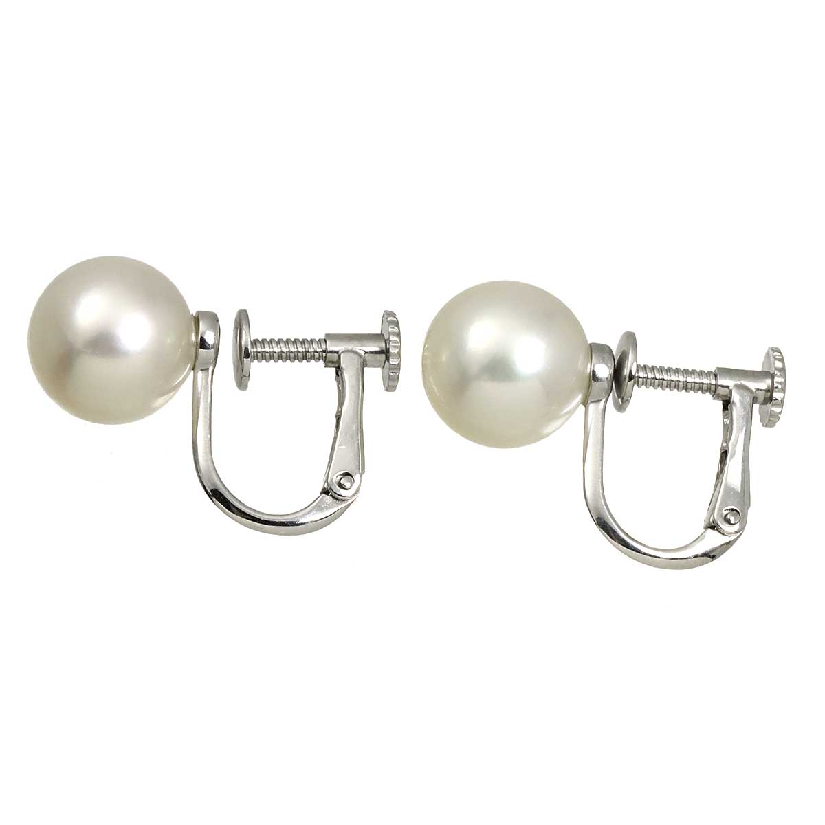 Akoya Pearl 8.6mm Earrings Clip on 18K WG White Gold 750