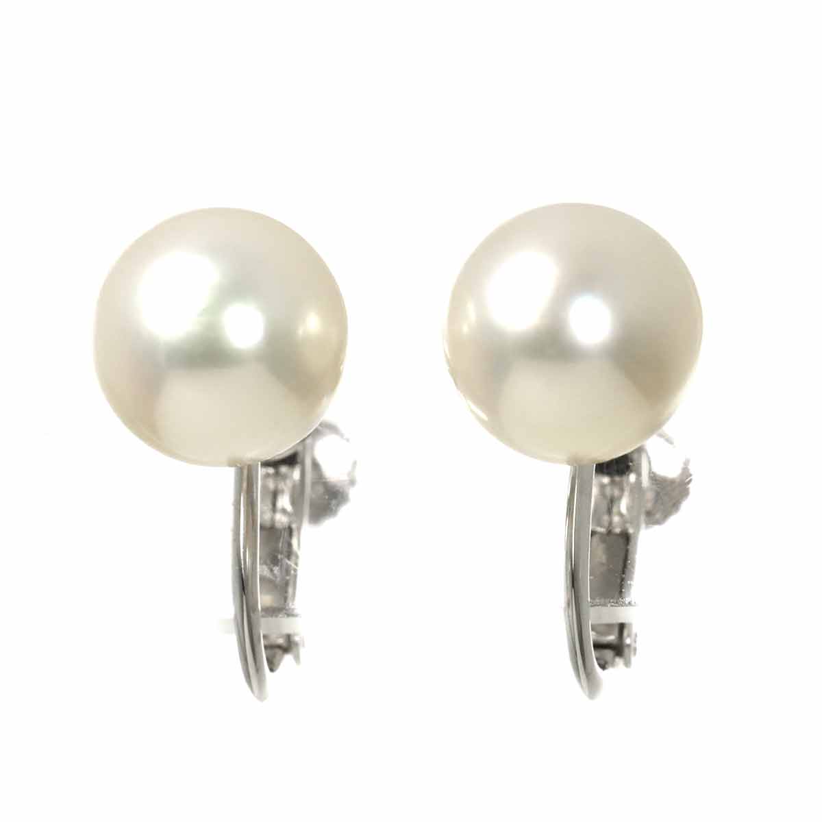 Akoya Pearl 8.6mm Earrings Clip on 18K WG White Gold 750