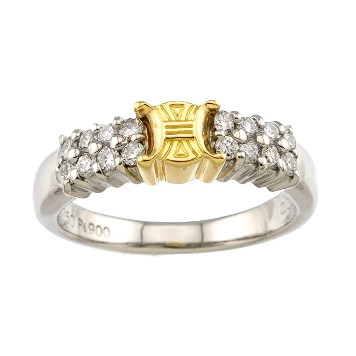 Triomphe Diamond 0.28ct Ring Pt 18K YG 750 size6-6.25(US)