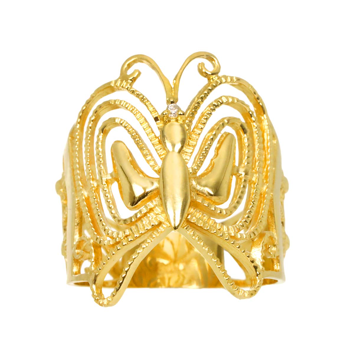 Diamond Ring 18K YG Yellow Gold 750 Size6(US)