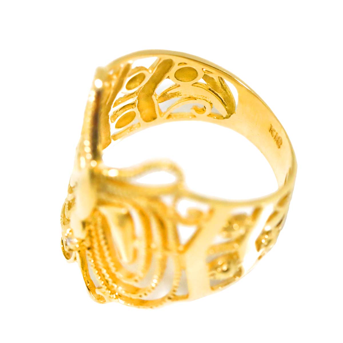 Diamond Ring 18K YG Yellow Gold 750 Size6(US)