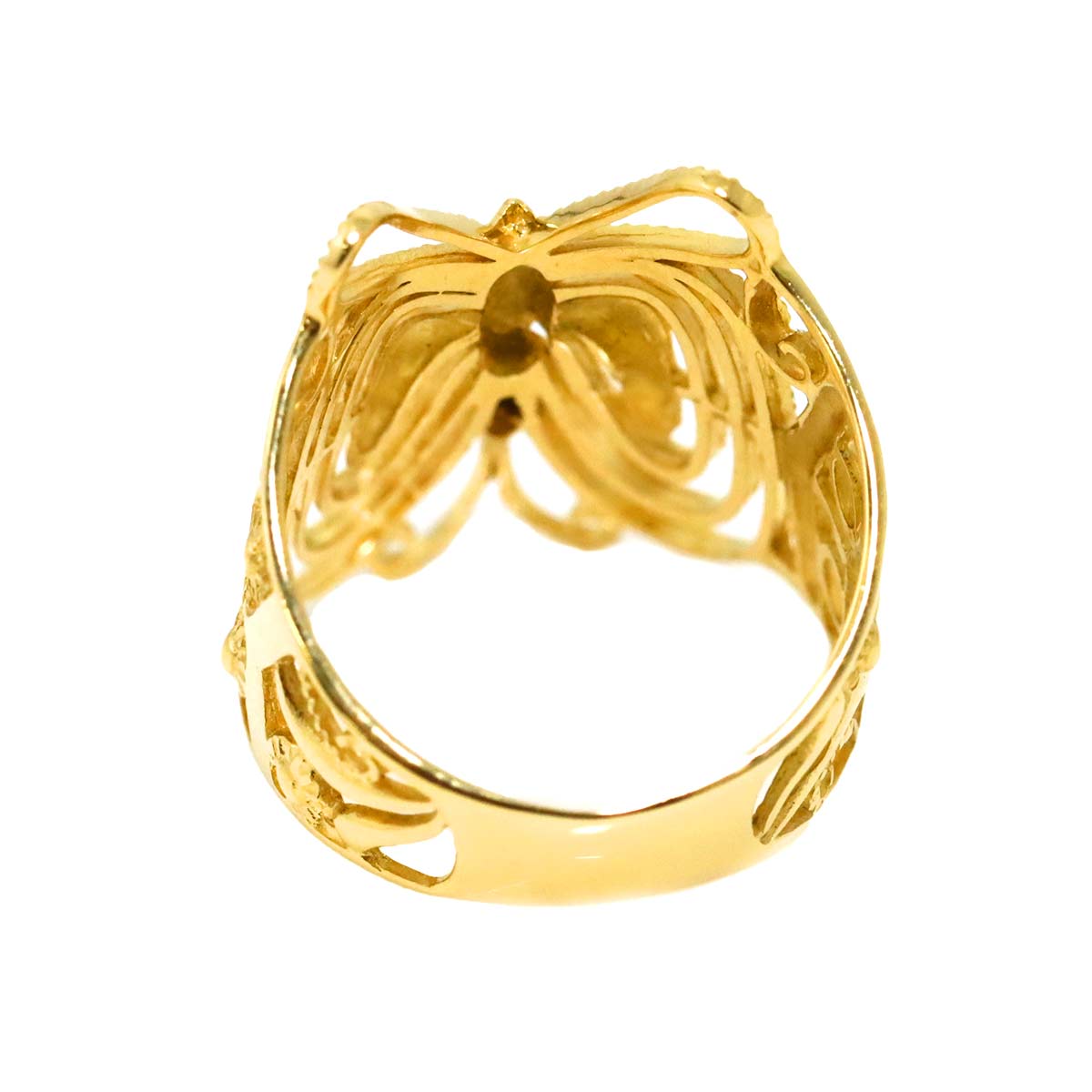 Diamond Ring 18K YG Yellow Gold 750 Size6(US)