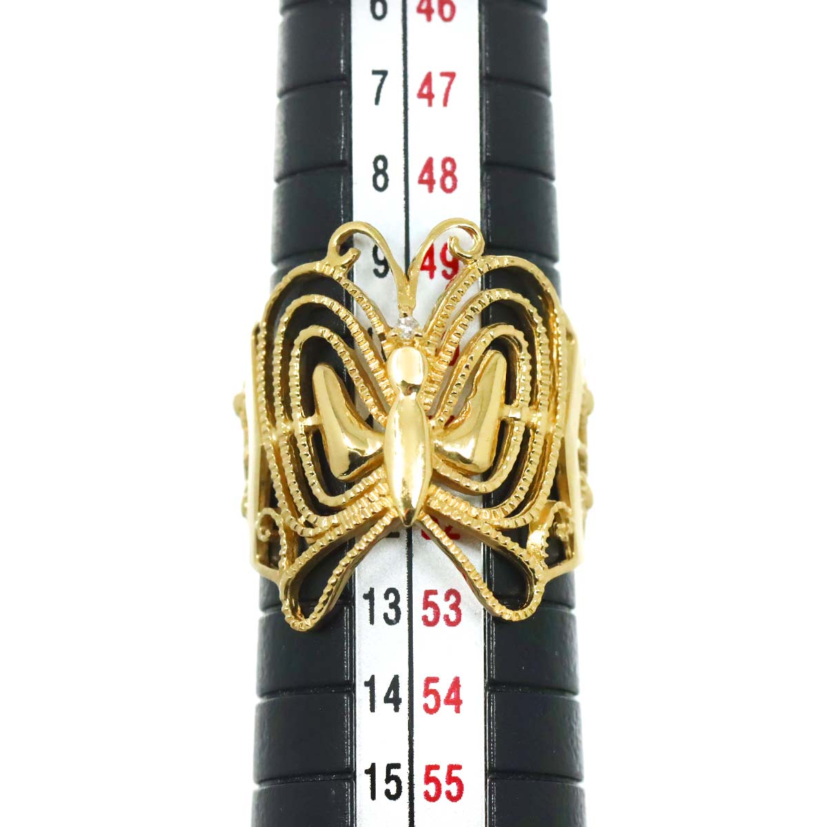 Diamond Ring 18K YG Yellow Gold 750 Size6(US)