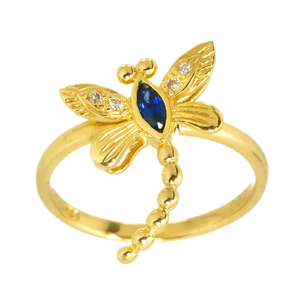 Sapphire 0.14ct Diamond 0.03ct Ring 18K YG Yellow Gold size5.25-5.5(US)