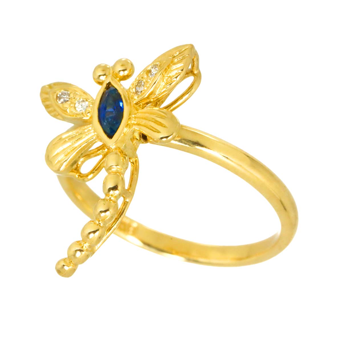 Sapphire 0.14ct Diamond 0.03ct Ring 18K YG Yellow Gold size5.25-5.5(US)