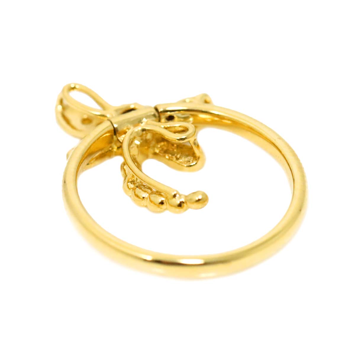 Sapphire 0.14ct Diamond 0.03ct Ring 18K YG Yellow Gold size5.25-5.5(US)