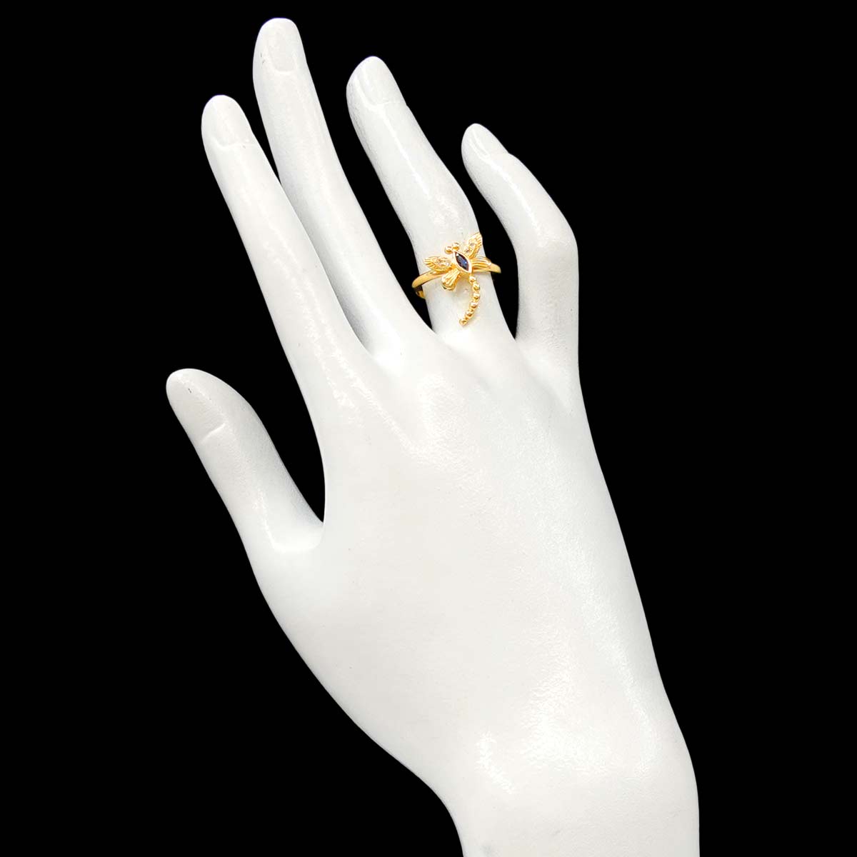 Sapphire 0.14ct Diamond 0.03ct Ring 18K YG Yellow Gold size5.25-5.5(US)
