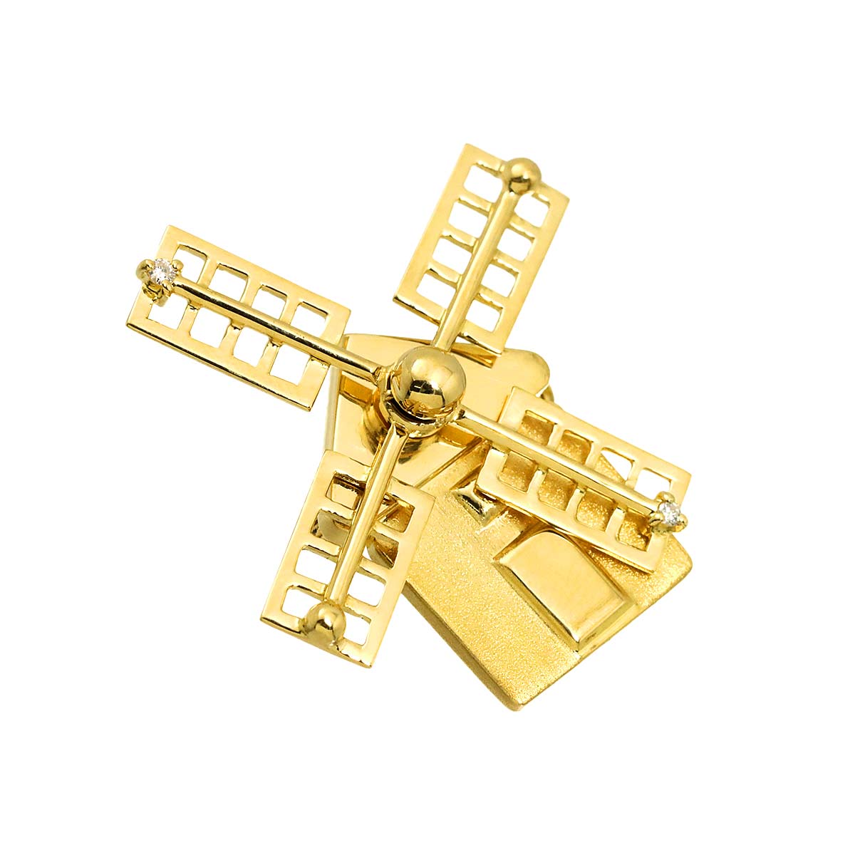 Diamond 0.04ct Brooch 18K YG Yellow Gold 750
