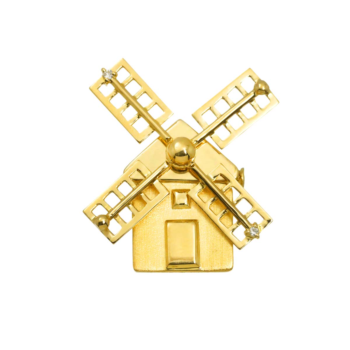 Diamond 0.04ct Brooch 18K YG Yellow Gold 750