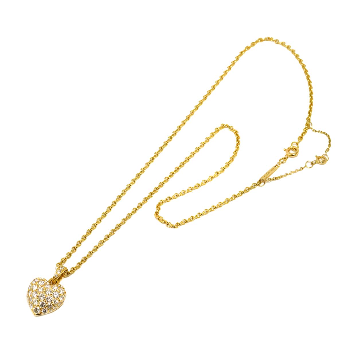 Heart Pave Diamond Necklace 18K Yellow Gold 750