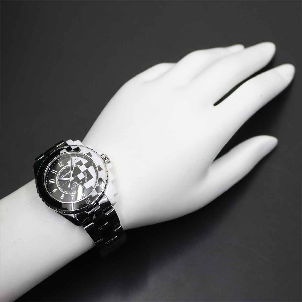 J12 H7988 Diamond Automatic Black White Dial Mens Watch