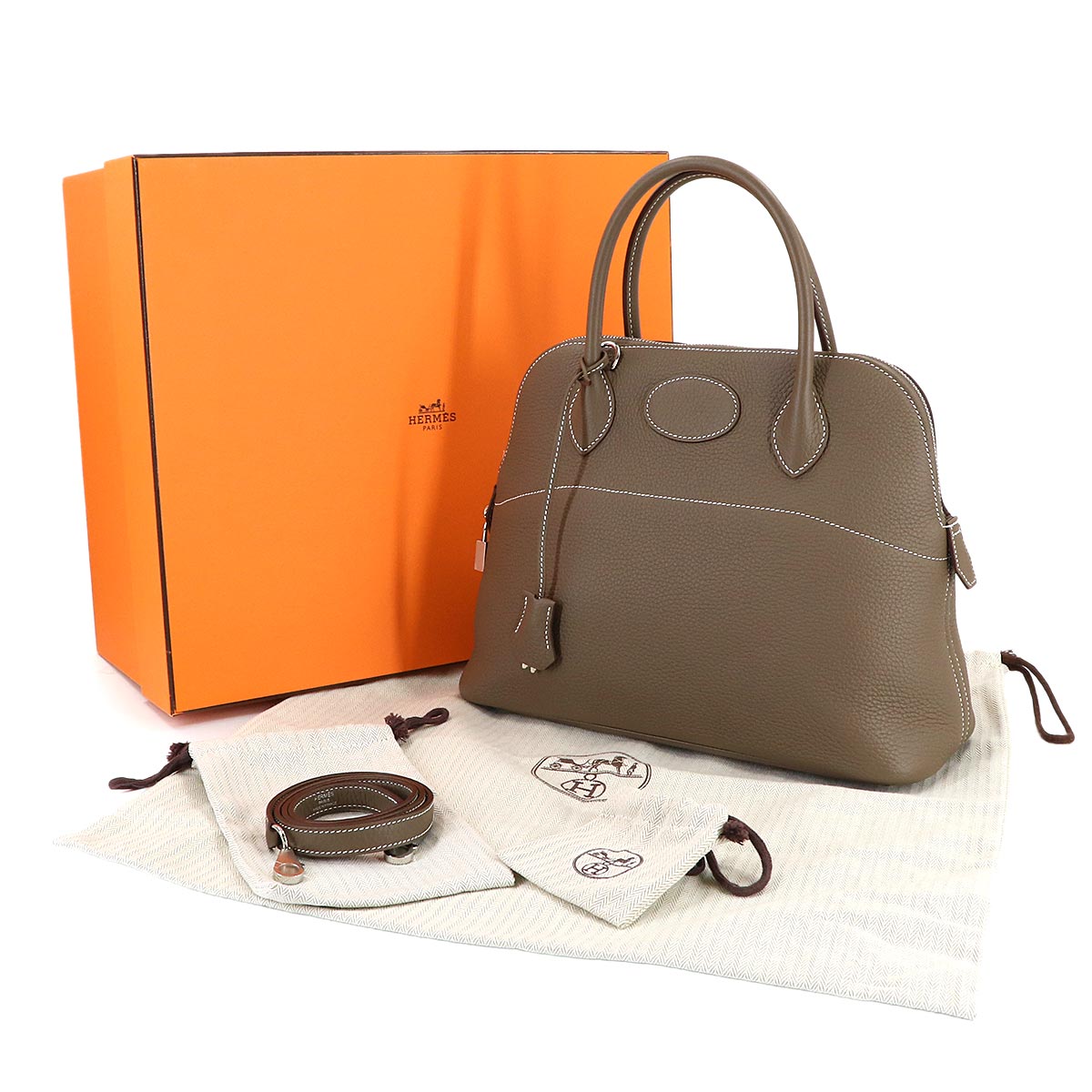 Bolide 31 2way Hand Shoulder Bag Taurillon Clemence Etoupe