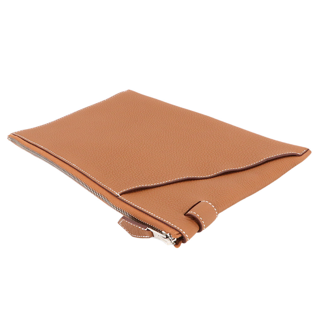 Caba Vertige Clutch Bag Togo Gold Brown Purse