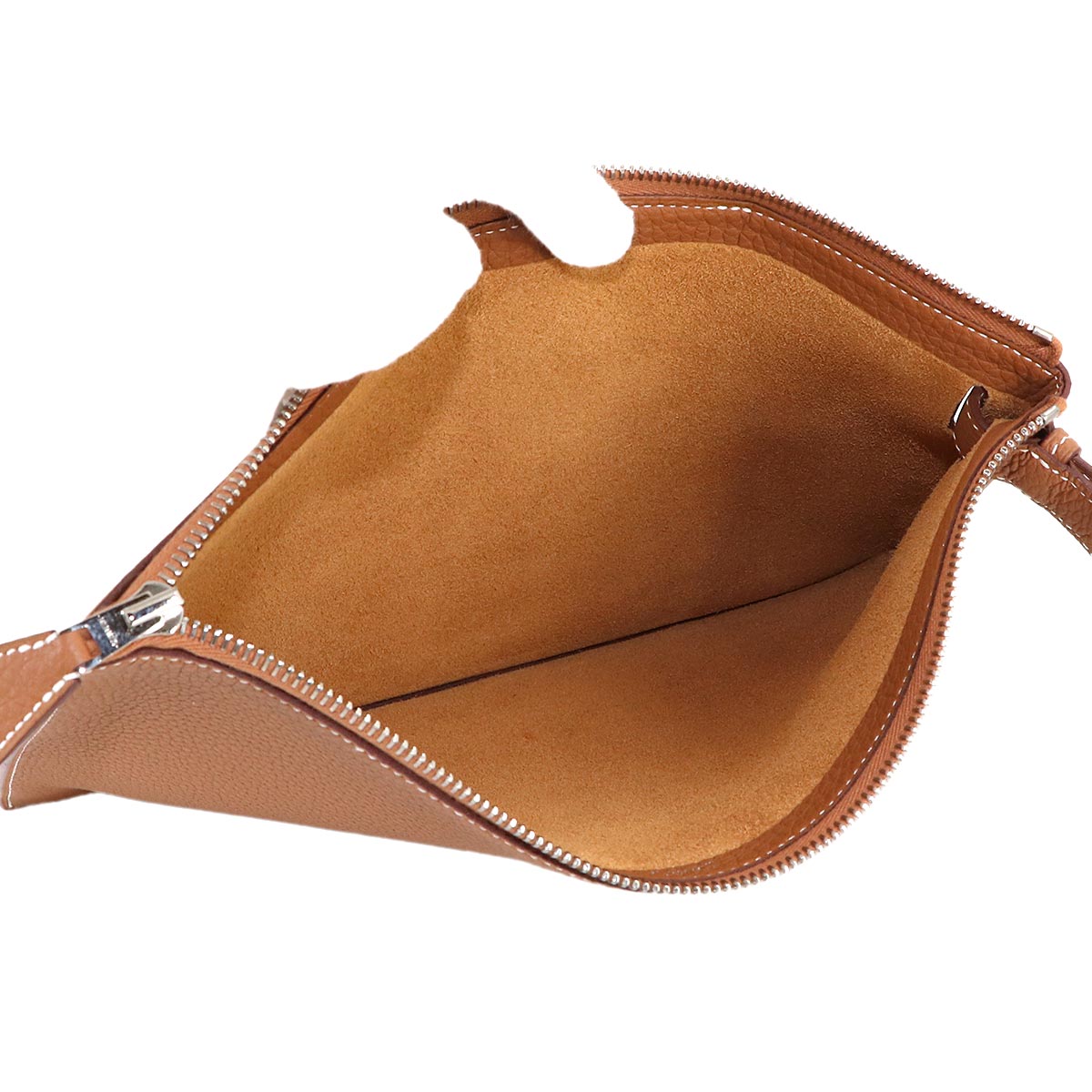 Caba Vertige Clutch Bag Togo Gold Brown Purse