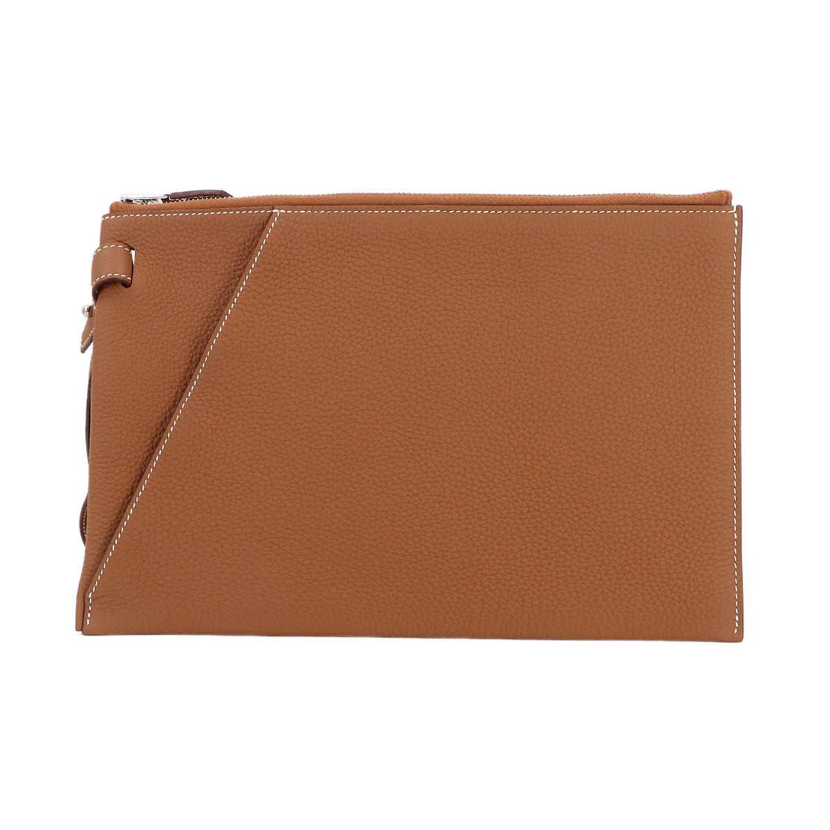 Caba Vertige Clutch Bag Togo Gold Brown Purse
