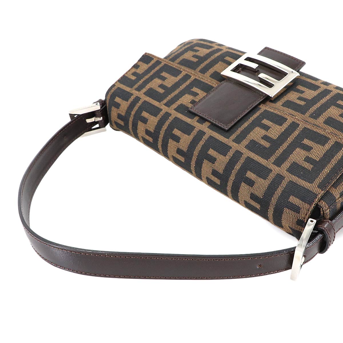 Zucca Mamma Baguette Shoulder Bag Canvas Leather Brown 26424