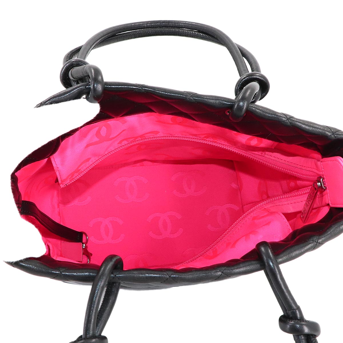 Cambon Line Medium Tote Bag Leather Enamel Black A25167 Purse