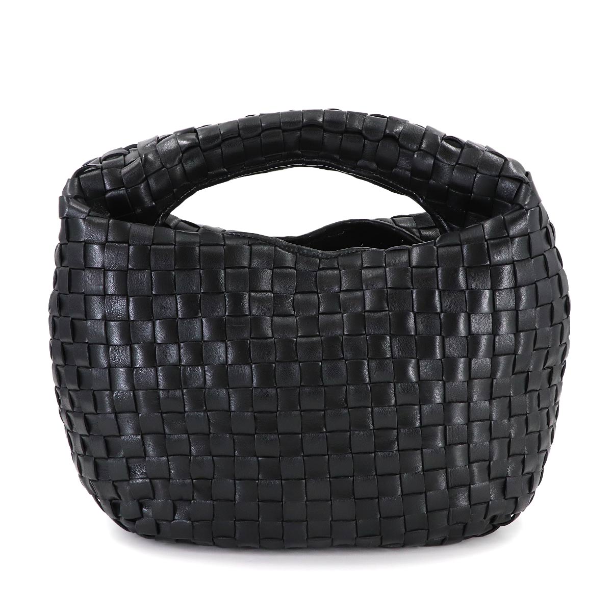 Intrecciato Hobo Hand Bag Leather Black