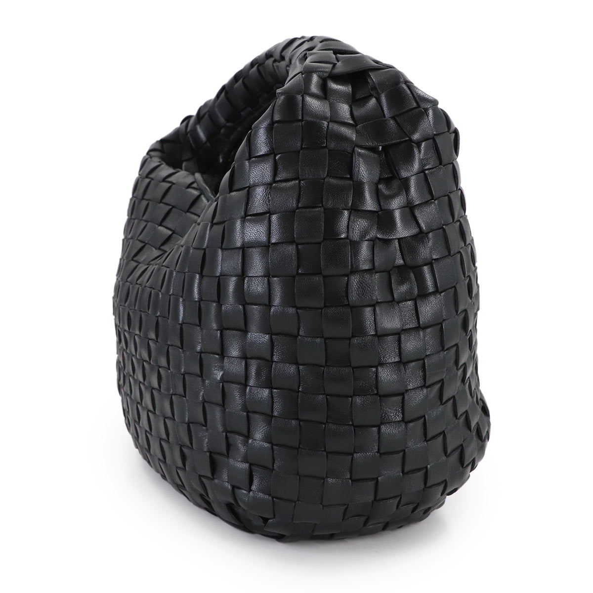 Intrecciato Hobo Hand Bag Leather Black