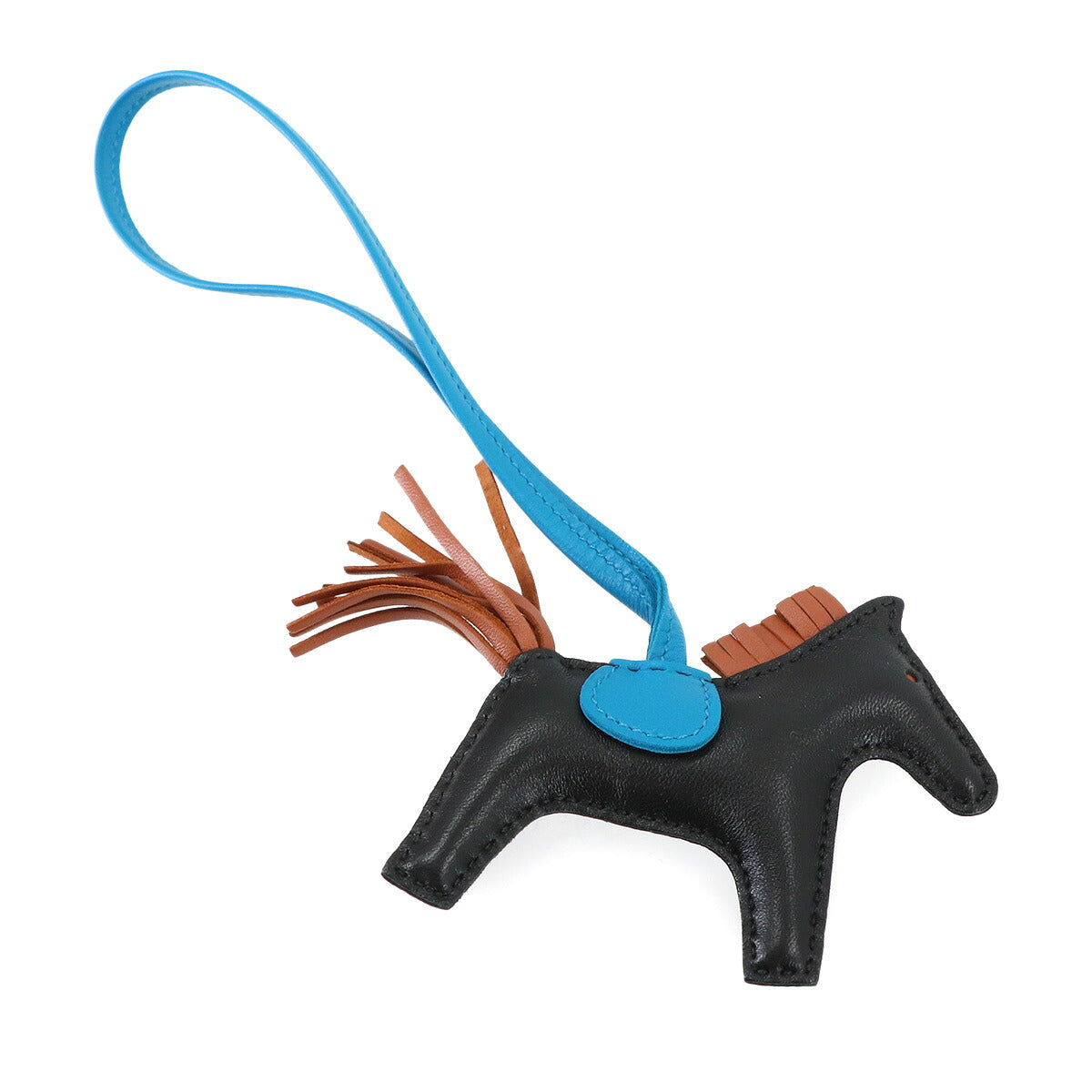 Rodeo PM Bag Charm Agneau Milo Black Gold Blue Zanzibar