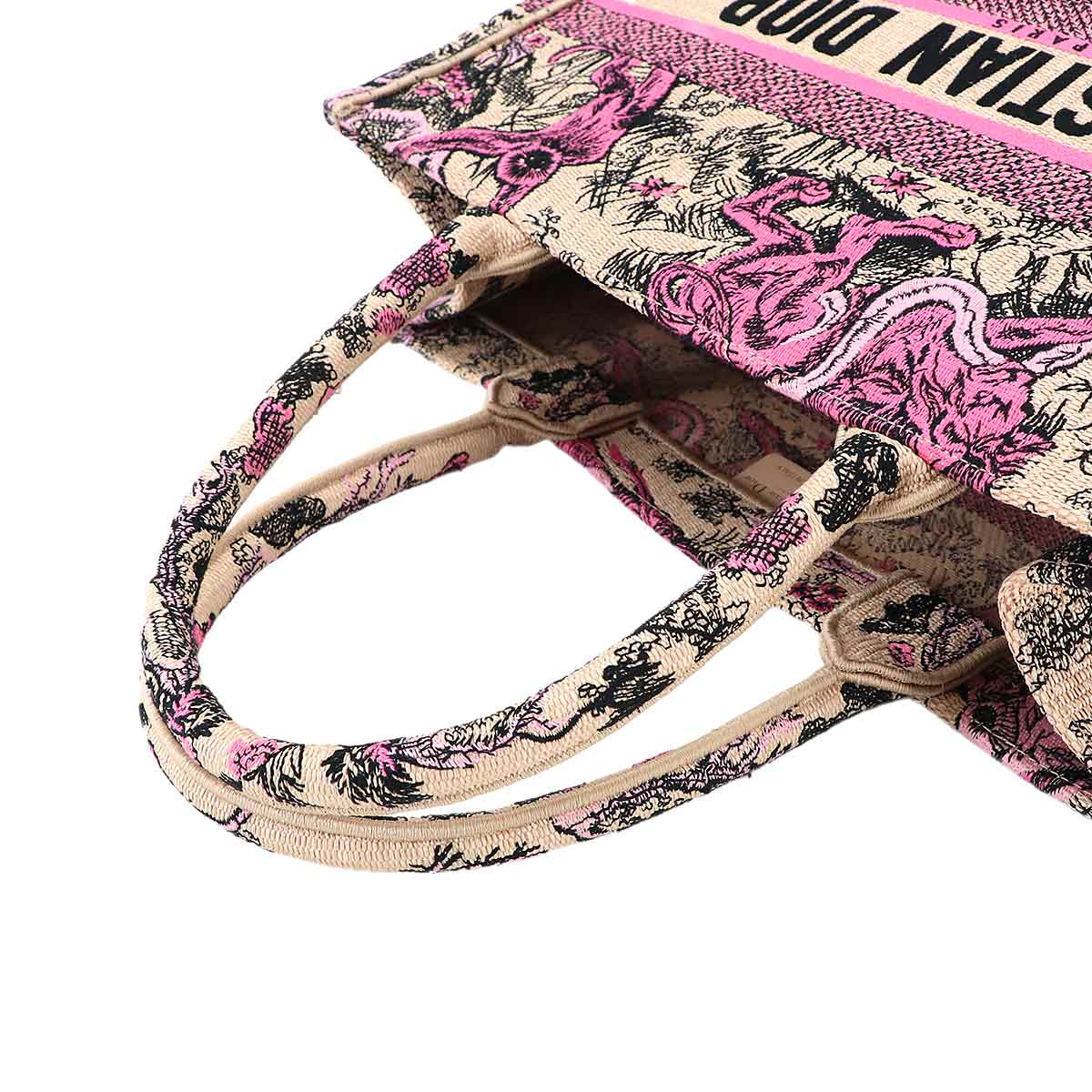 Toile de Jouy Book Tote Medium Bag Canvas Raffia