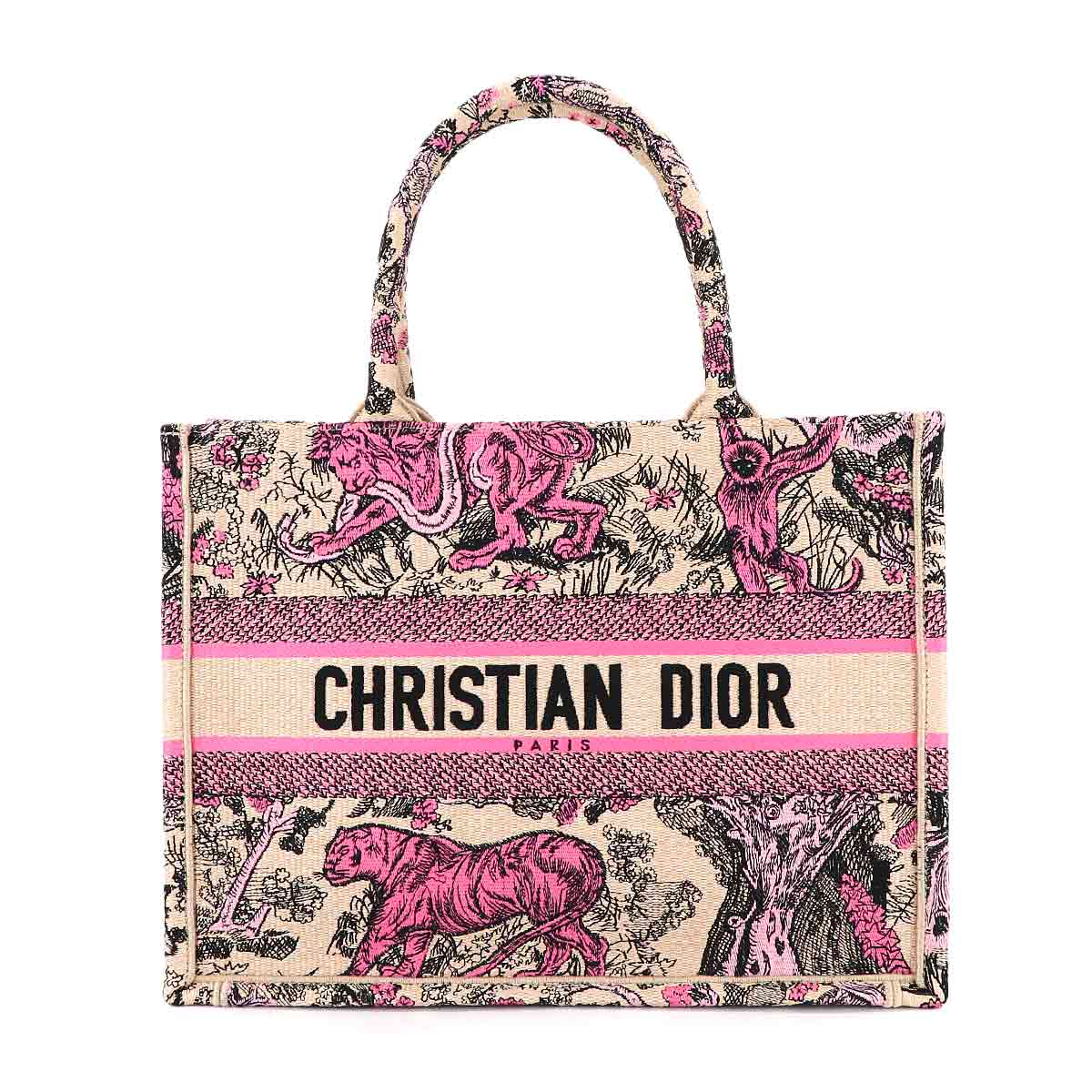 Toile de Jouy Book Tote Medium Bag Canvas Raffia