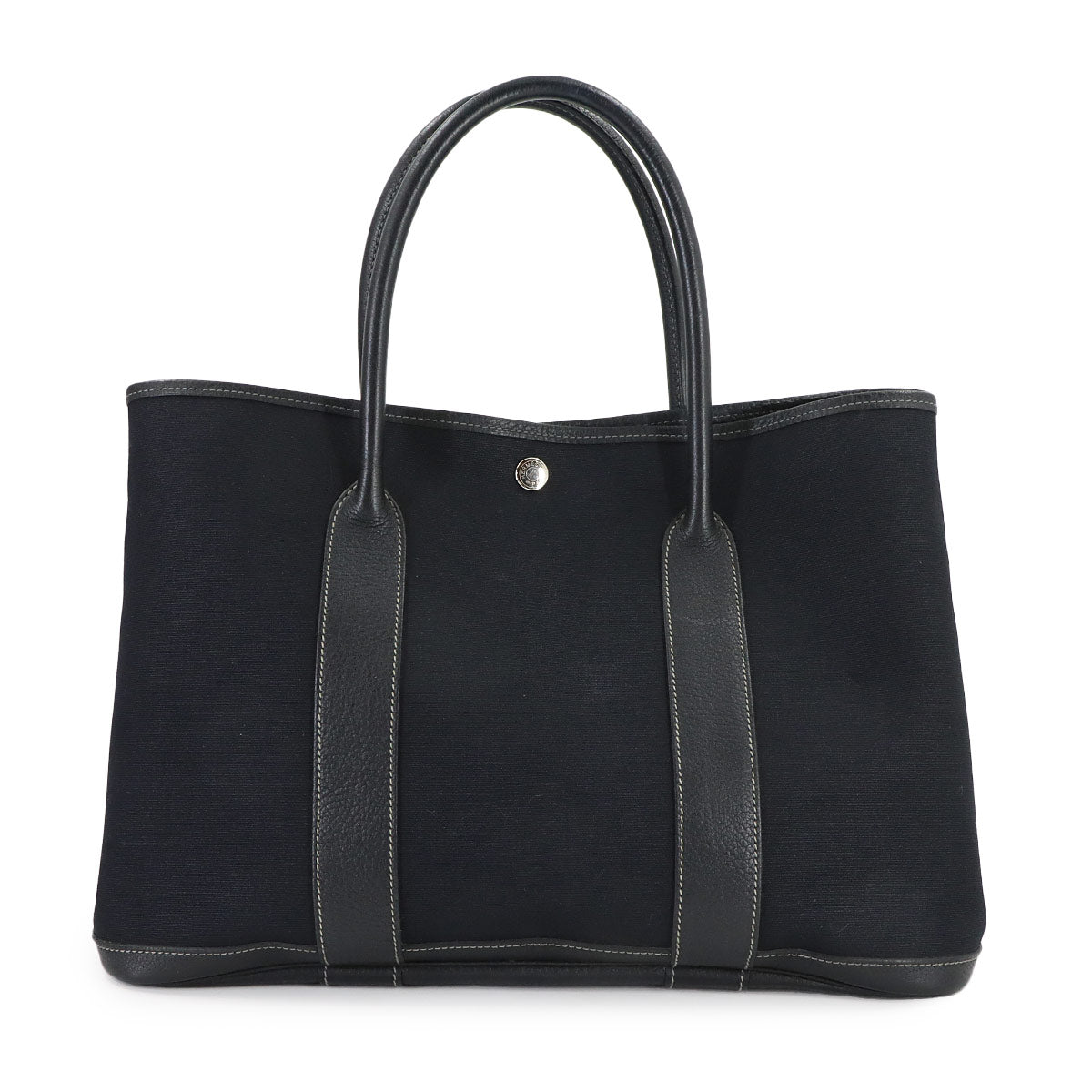 Garden Party PM Tote Bag Toile Officier Leather Black