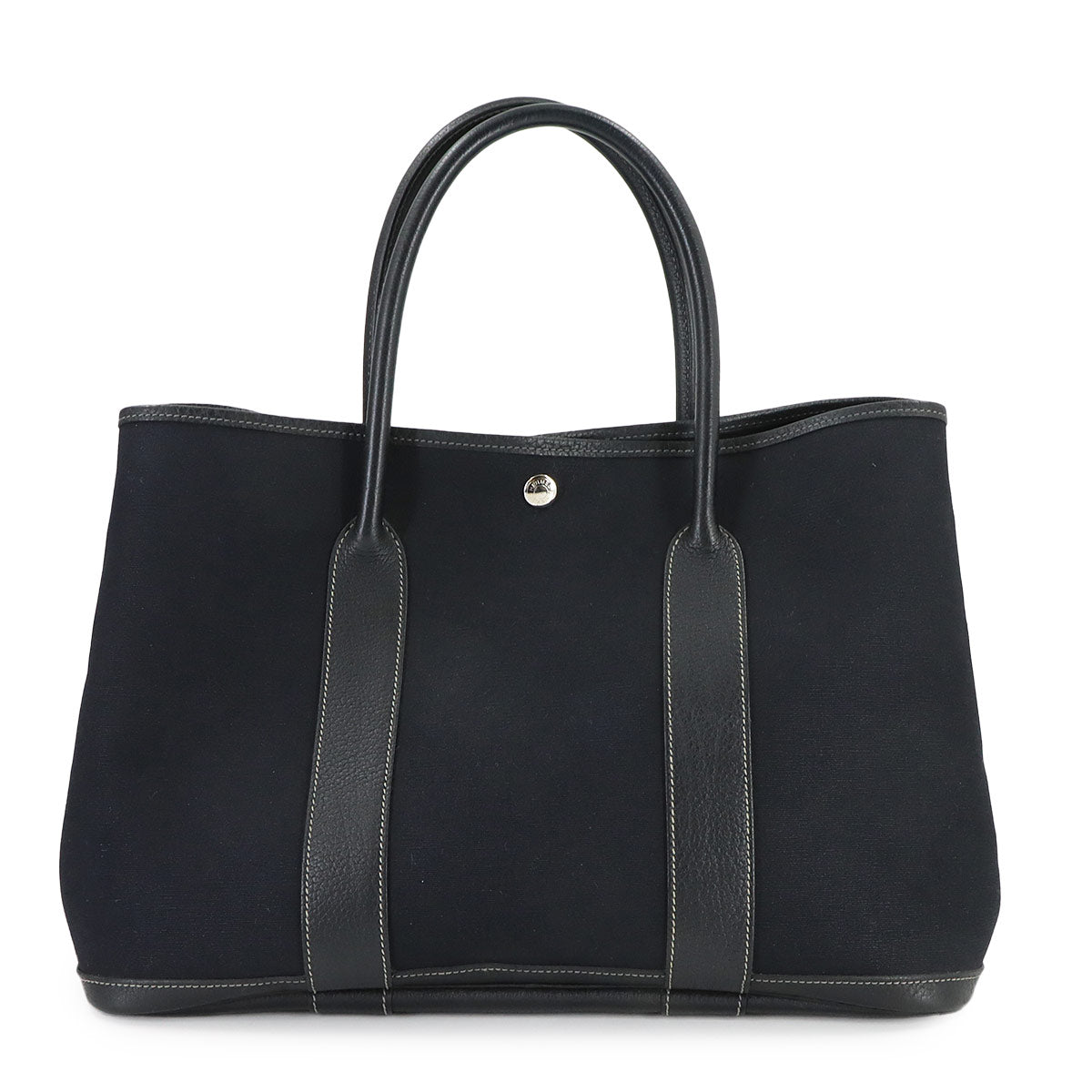 Garden Party PM Tote Bag Toile Officier Leather Black