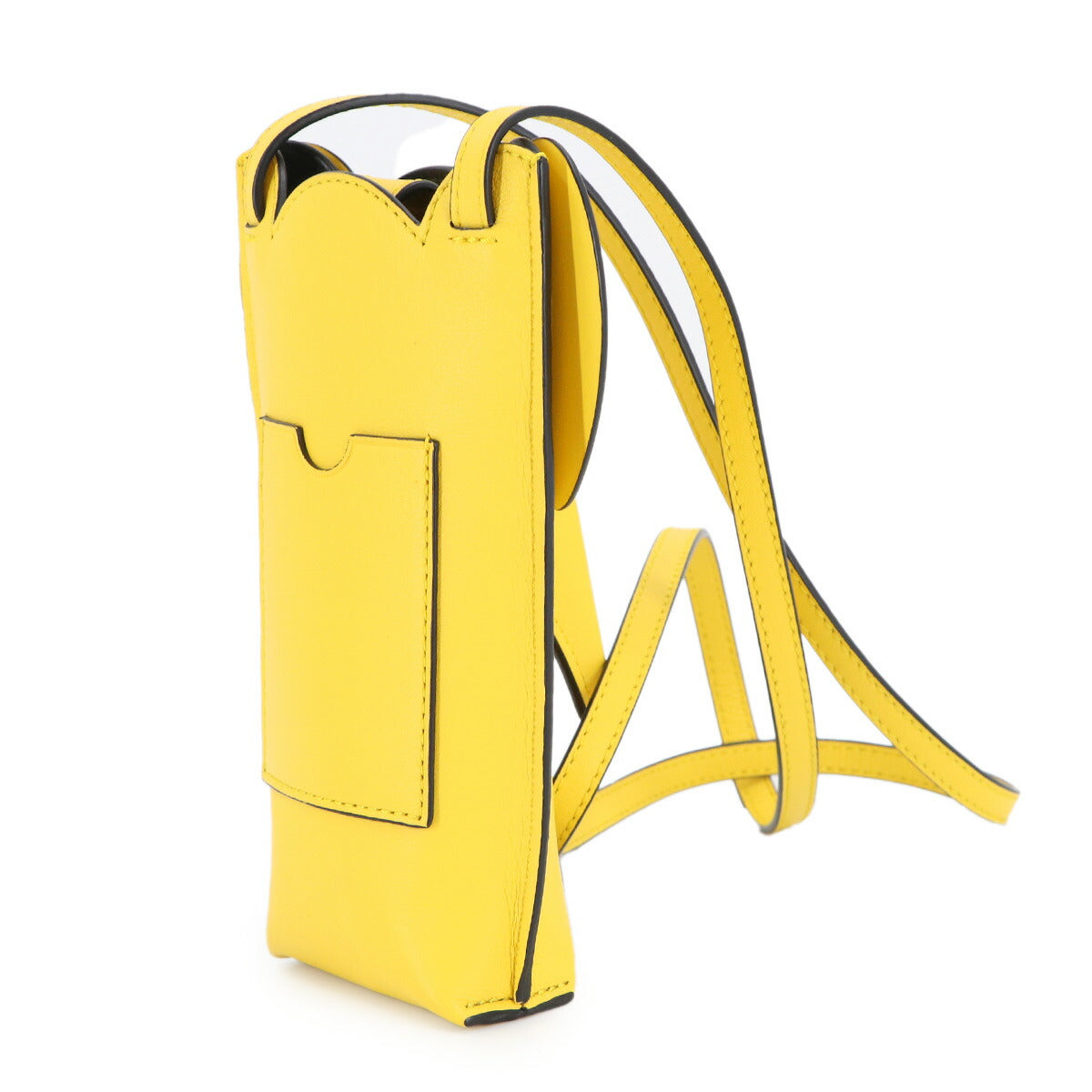 Elephant Pocket Shoulder Bag Leather Yellow Purse
