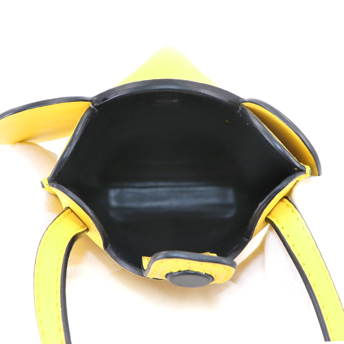 Elephant Pocket Shoulder Bag Leather Yellow Purse