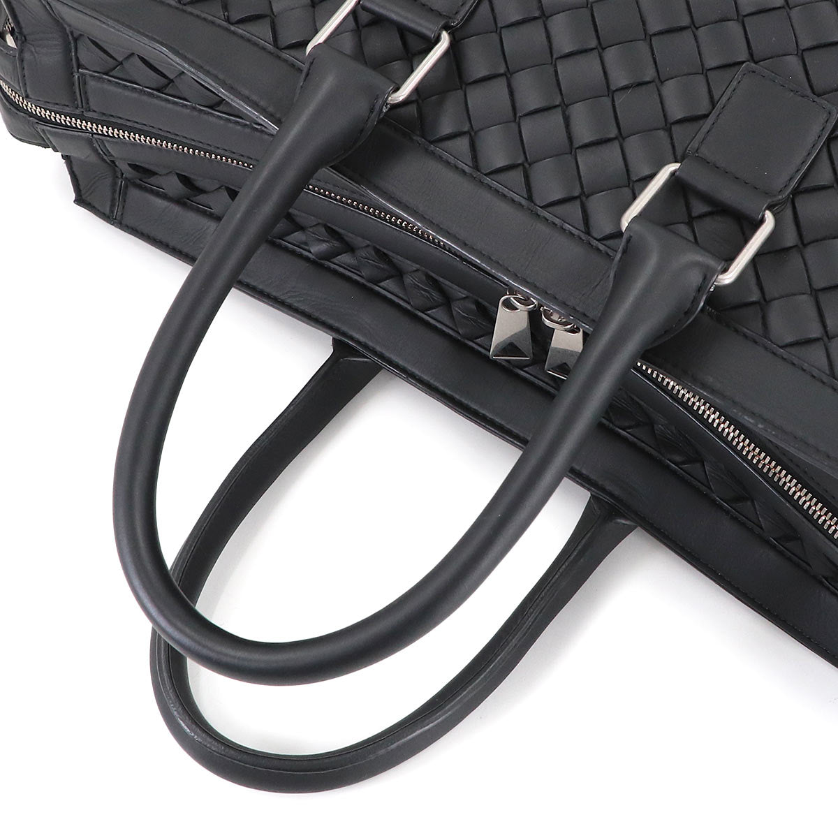 Intrecciato Briefcase Shoulder Bag Leather Black
