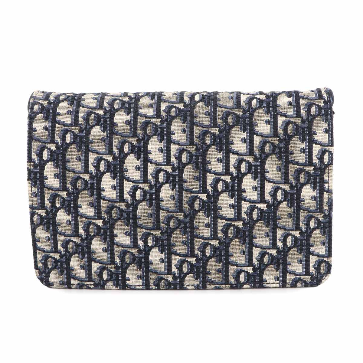 Oblique Saddle Chain Pouch Wallet Jacquard Navy