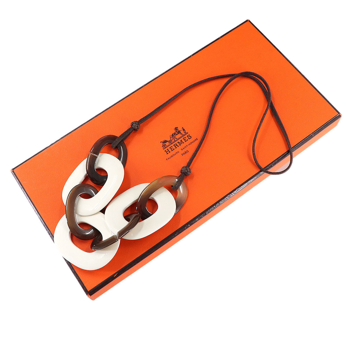 Karamba Necklace Lacquer Wood Buffalo Horn White Brown