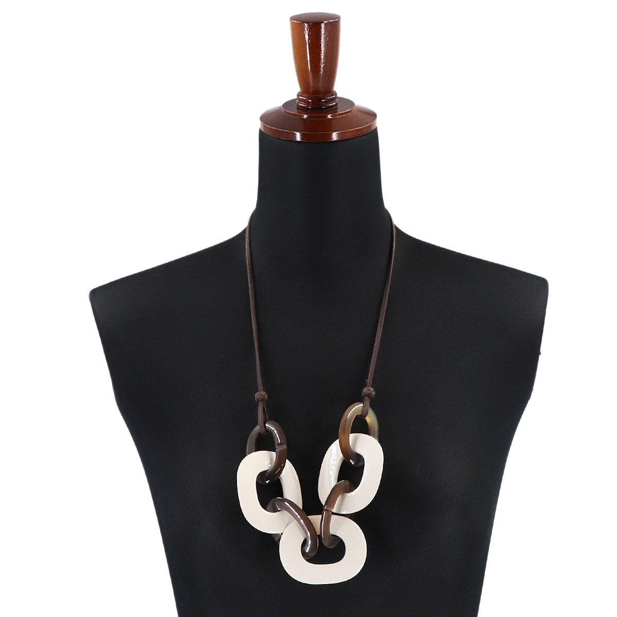 Karamba Necklace Lacquer Wood Buffalo Horn White Brown