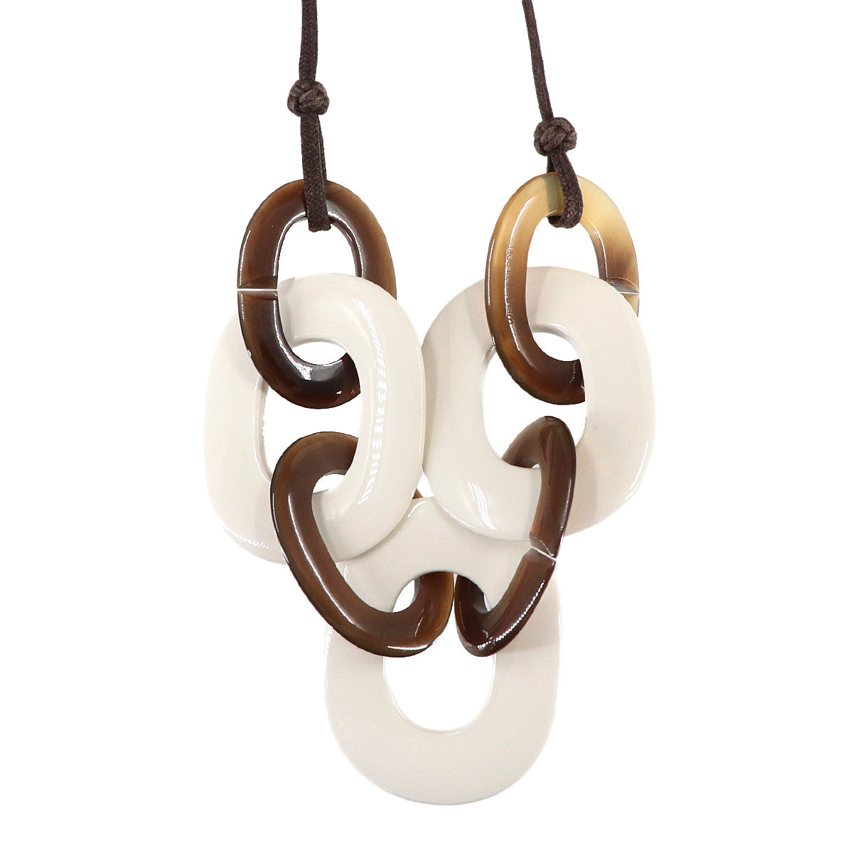 Karamba Necklace Lacquer Wood Buffalo Horn White Brown