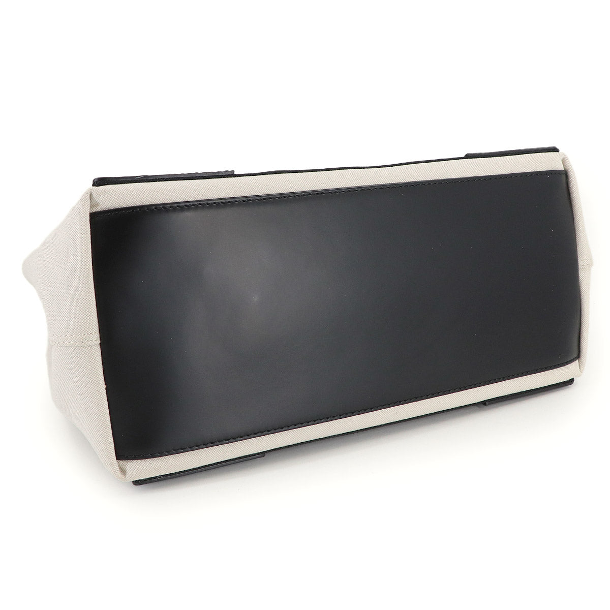 Navy Cabas M Tote Bag Canvas Leather Natural Black 581292