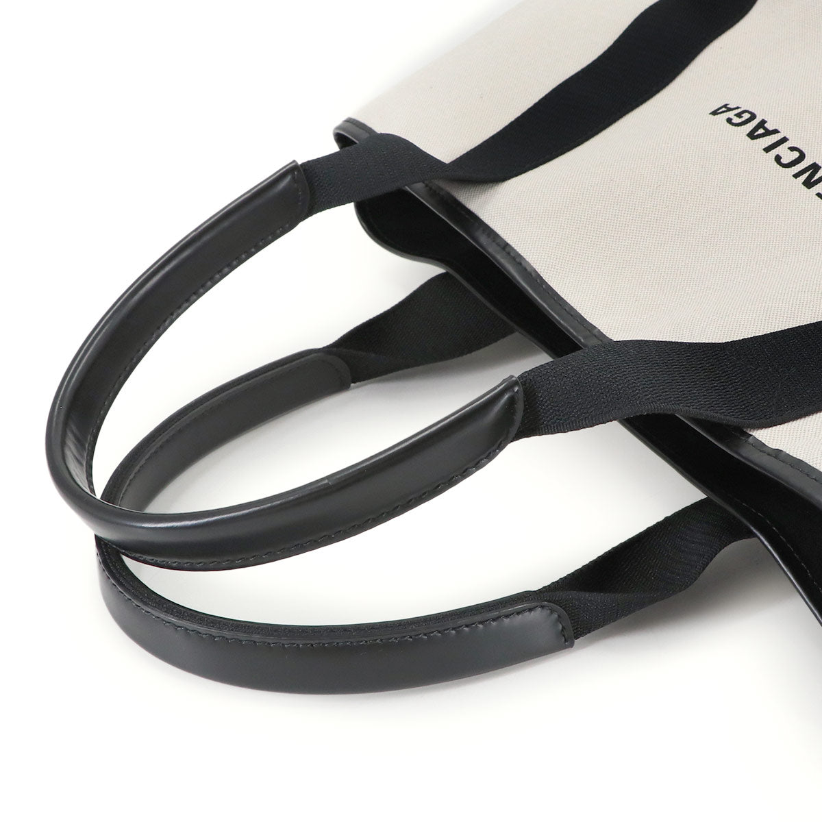 Navy Cabas M Tote Bag Canvas Leather Natural Black 581292