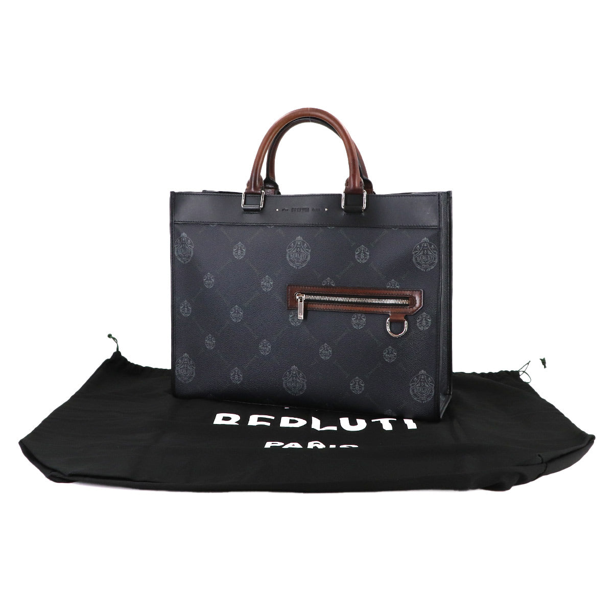Ulysse Small 2way Tote Shoulder Bag PVC Leather Black Brown