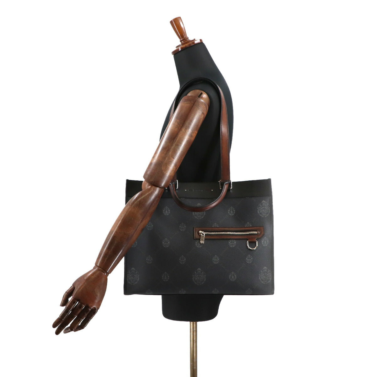 Ulysse Small 2way Tote Shoulder Bag PVC Leather Black Brown