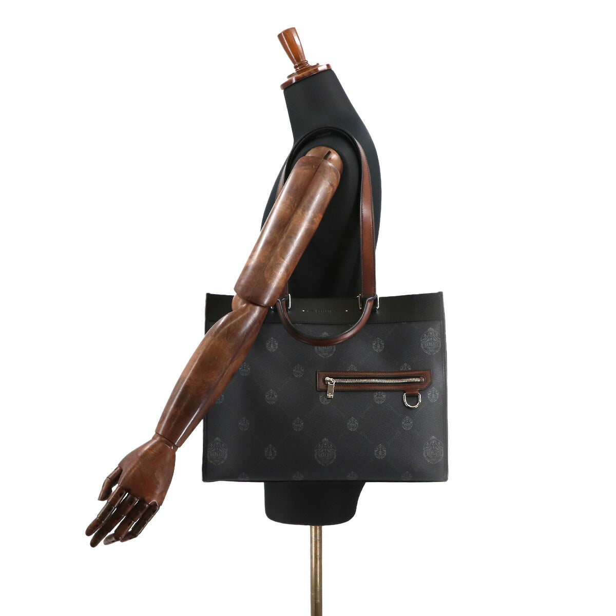 Ulysse Small 2way Tote Shoulder Bag PVC Leather Black Brown