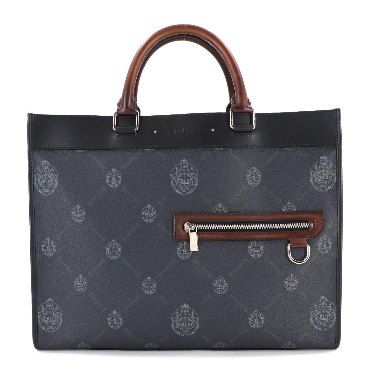 Ulysse Small 2way Tote Shoulder Bag PVC Leather Black Brown
