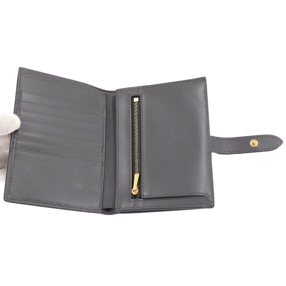 Midium Strap Wallet Leather Gray 10B643BFP Purse