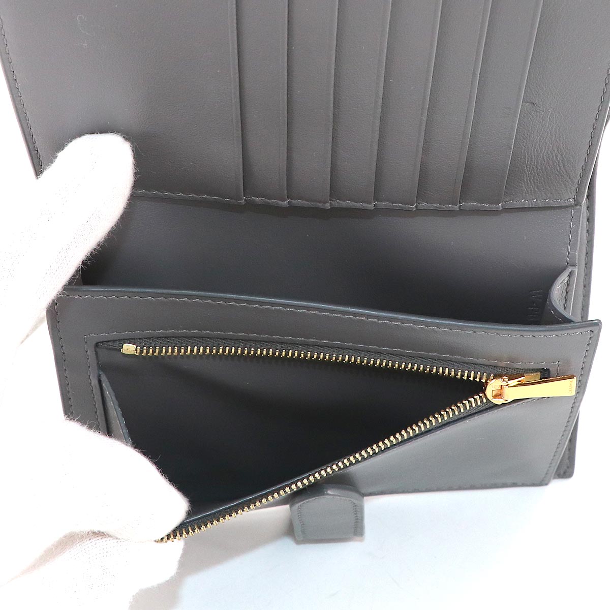 Midium Strap Wallet Leather Gray 10B643BFP Purse