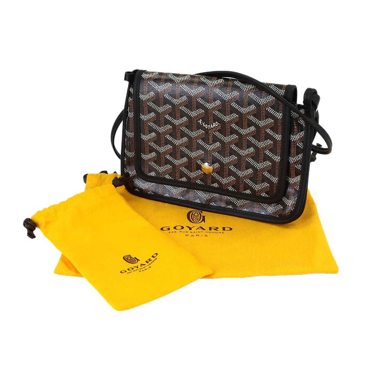 Plumet Pocket Wallet Shoulder Bag PVC Leather Black Purse