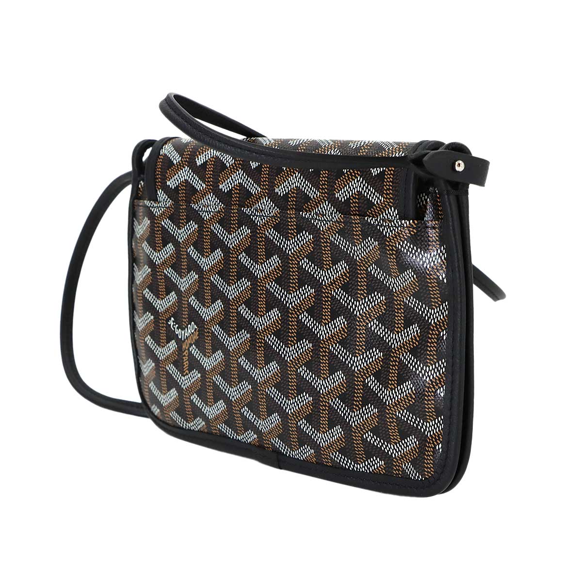 Plumet Pocket Wallet Shoulder Bag PVC Leather Black Purse