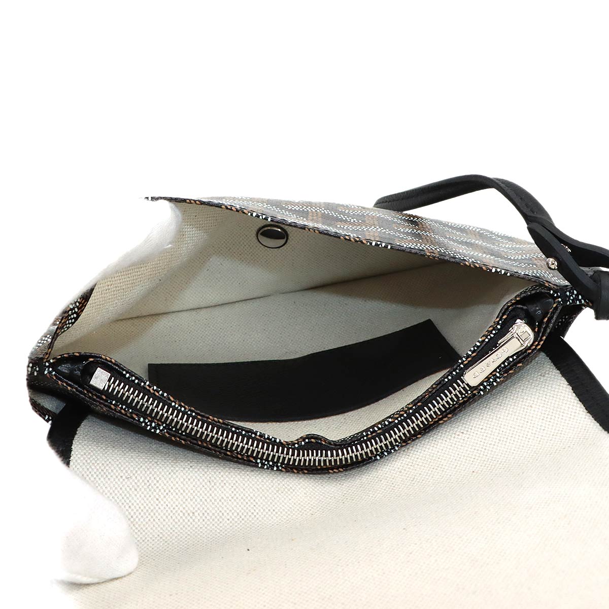 Plumet Pocket Wallet Shoulder Bag PVC Leather Black Purse